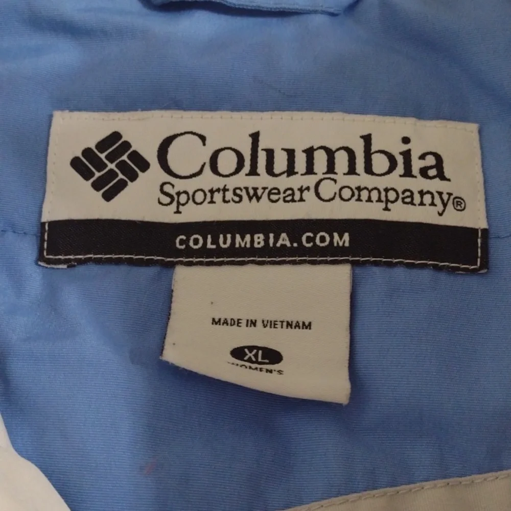 Columbia Blue & White Hooded Full Zip Ski Jacket w Vents Size XL